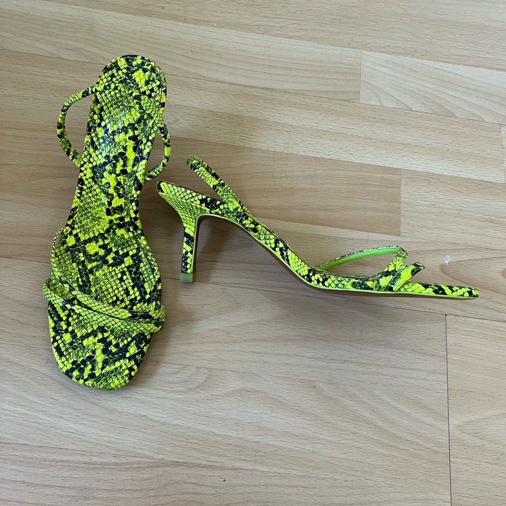 Zara Neon Python Sandal Heel
